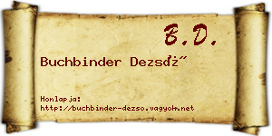 Buchbinder Dezső névjegykártya